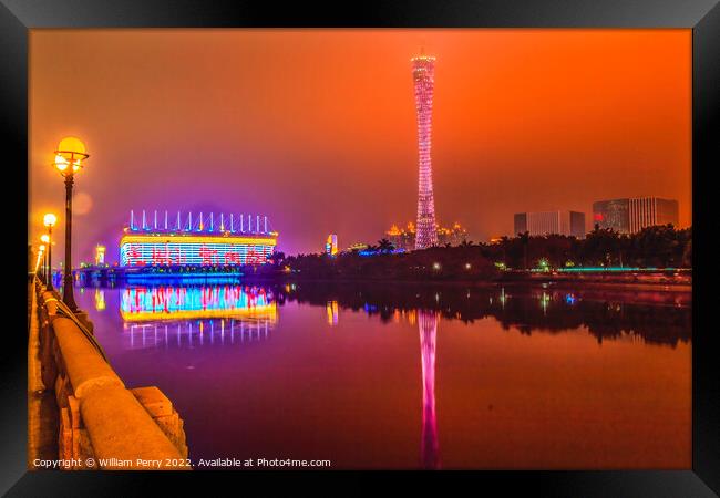 Canton Tower Sports Stadium  Pearl River Guangzhou Guangdong Pro Framed Print by William Perry