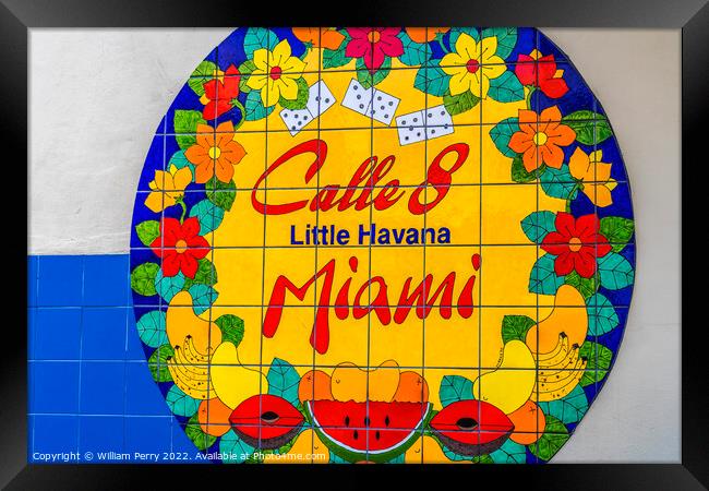 Calle Street 8 Little Havana Miami Florida Framed Print by William Perry