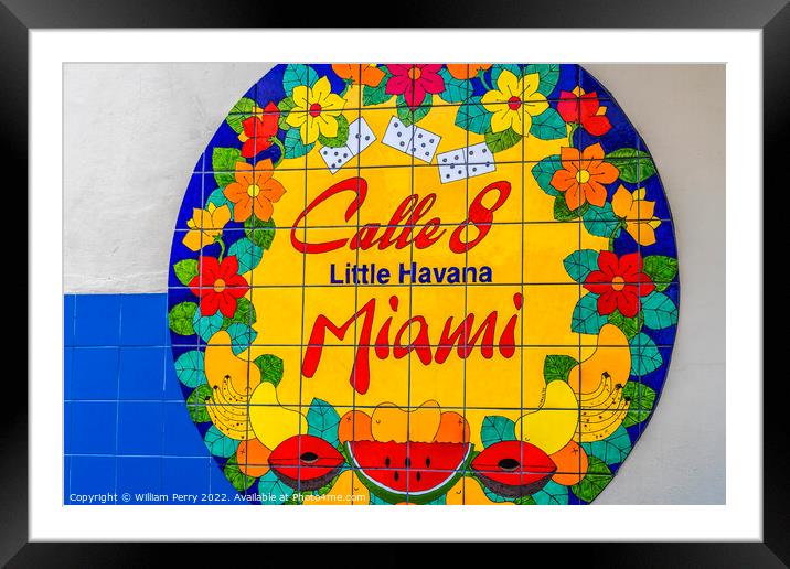 Calle Street 8 Little Havana Miami Florida Framed Mounted Print by William Perry