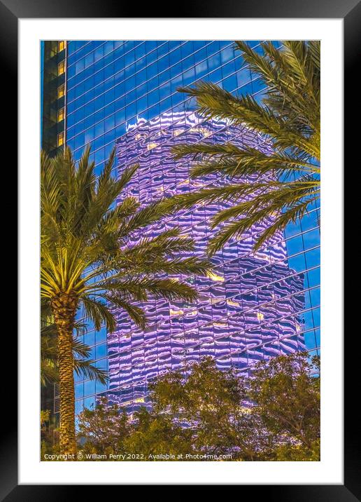 Reflection Purple Building Downtown Miami Florida Framed Mounted Print by William Perry