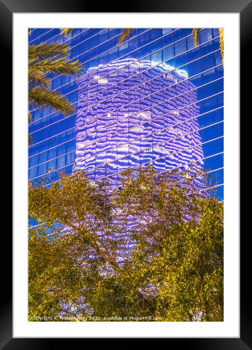 Reflection Purple Building Downtown Miami Florida Framed Mounted Print by William Perry