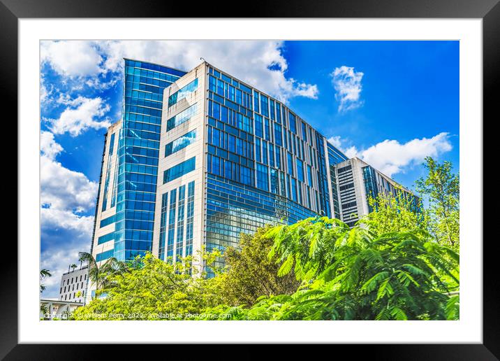 Federal Courthouse Modern Building Downtown Miami Florida Framed Mounted Print by William Perry