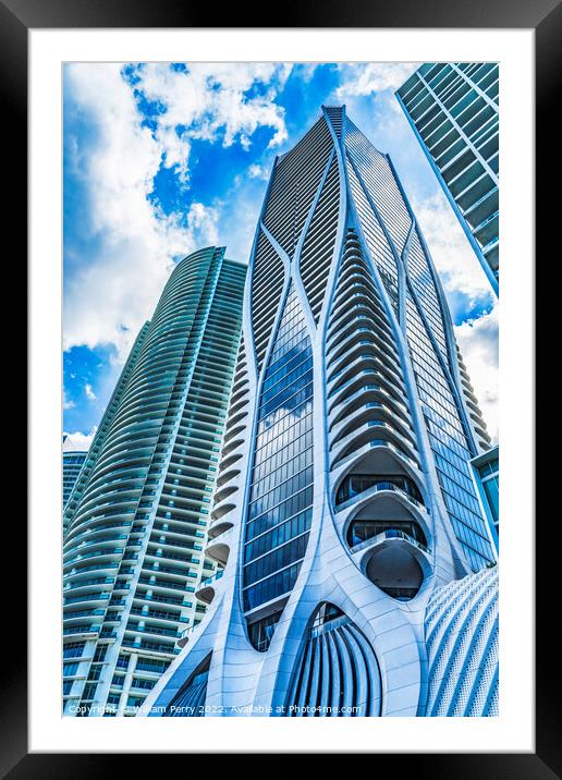 Modern Buildings High Rises Downtown Miami Florida Framed Mounted Print by William Perry