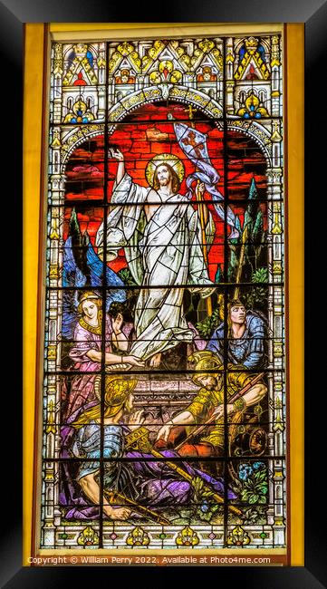 Christ Victor Resurrection Glass Gesu Church Miami Florida Framed Print by William Perry