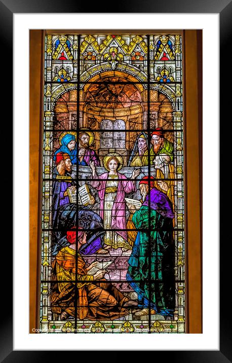 Young Jesus Temple Stained Glass Gesu Church Miami Florida Framed Mounted Print by William Perry