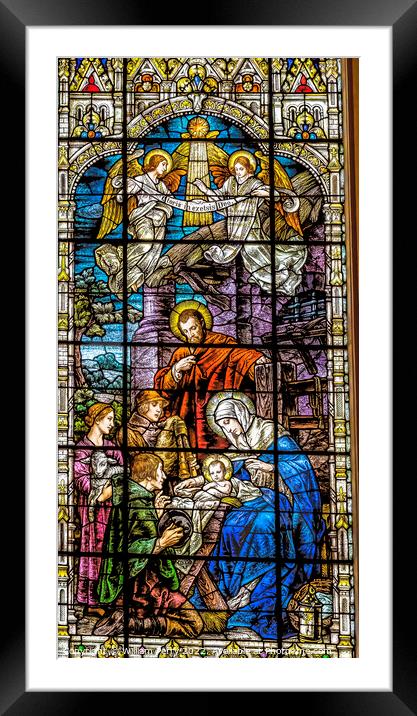 Jesus Mary Jesus Nativity Stained Glass Gesu Miami Florida Framed Mounted Print by William Perry