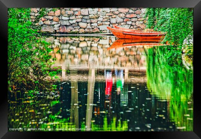 Boat Reflection Garden Humble Administrator Suzhou China Framed Print by William Perry