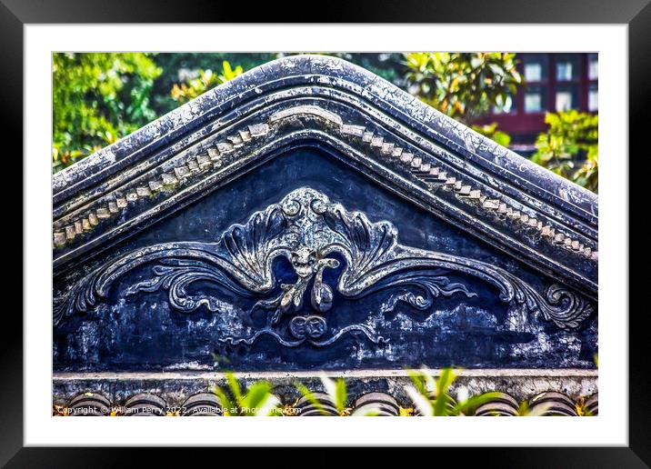 Chinese Bat Statue Roof Tile Garden Humble Administrator Suzhou  Framed Mounted Print by William Perry