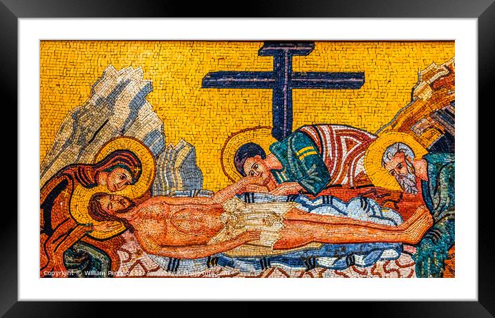Christ Mary Cross Mosaic Saint George's Church Madaba Jordan Framed Mounted Print by William Perry