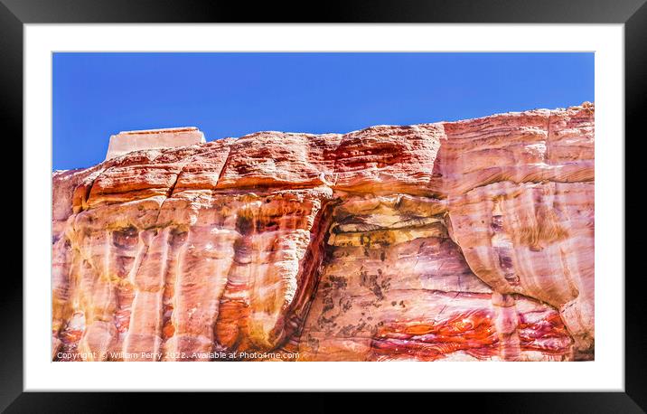 Red Rock Formation Royal Tombs Petra Jordan Framed Mounted Print by William Perry