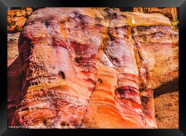 Red Yellow Rocks Patterns Petra Jordan Framed Print by William Perry