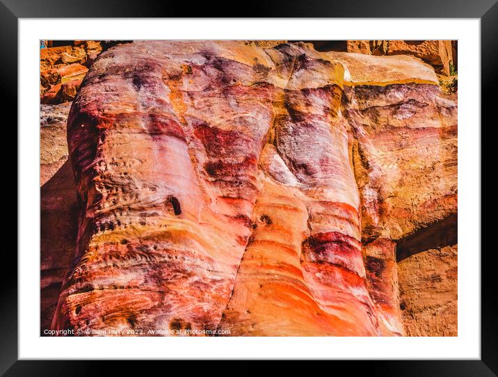 Red Yellow Rocks Patterns Petra Jordan Framed Mounted Print by William Perry