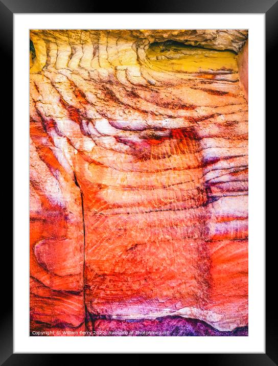 Red White Rock Abstract Near Royal Tombs Petra Jordan Framed Mounted Print by William Perry
