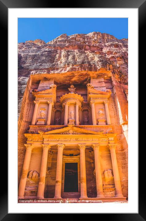 Yellow Golden Treasury Morning Siq Petra Jordan  Framed Mounted Print by William Perry