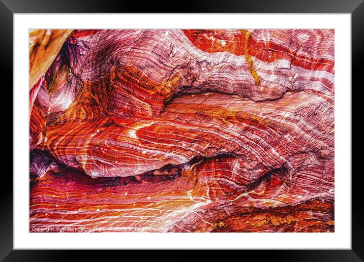 Red Rock Canyon Wall Abstract Near Royal Tombs Petra Jordan Framed Mounted Print by William Perry