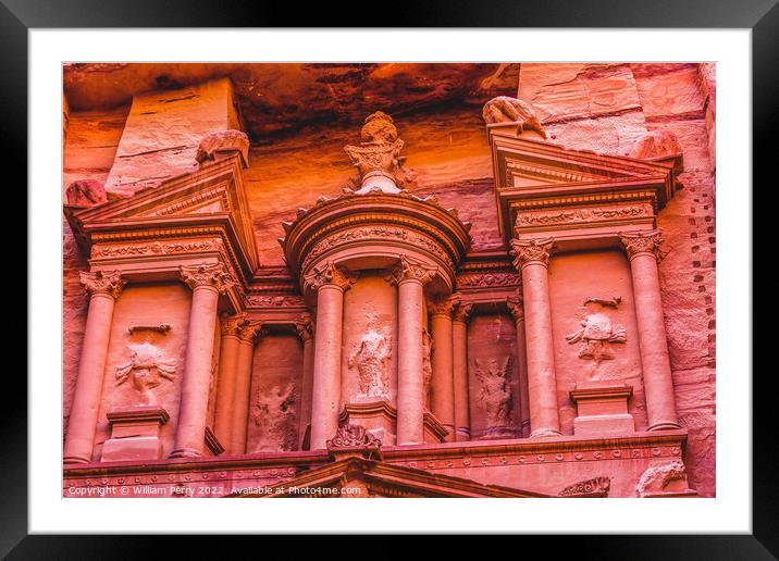 Rose Red Treasury Afternoon Siq Petra Jordan  Framed Mounted Print by William Perry