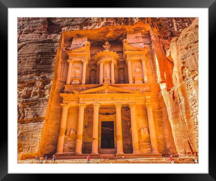 Yellow Golden Treasury Morning Petra Jordan  Framed Mounted Print by William Perry