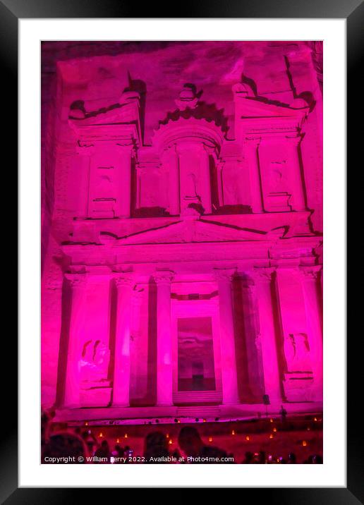Bright Pink Treasury Illuminated Night Petra Jordan  Framed Mounted Print by William Perry