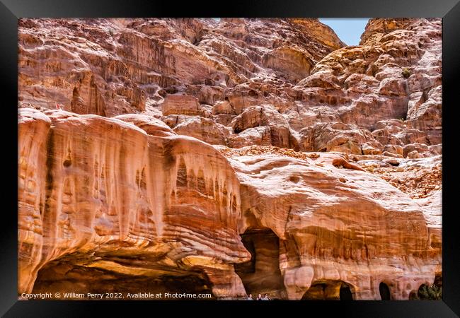 Rock Tombs Street of Facades Petra Jordan  Framed Print by William Perry