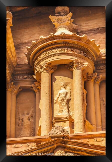 Treasury Turret Statue Afternoon Petra Jordan  Framed Print by William Perry