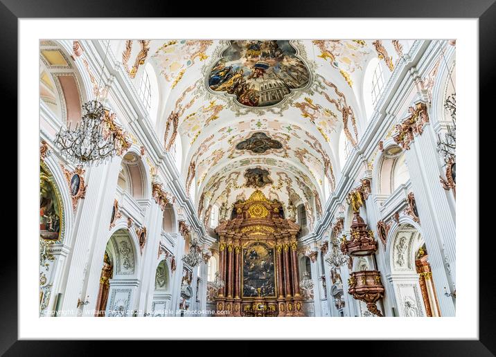 Jesuit Church Basilica Altar Lucerne Switzerland  Framed Mounted Print by William Perry