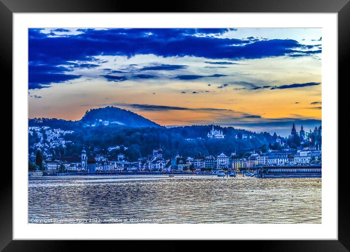 Inner Harbor Churches Bridges Buildings Lake Lucerne Switzerland Framed Mounted Print by William Perry