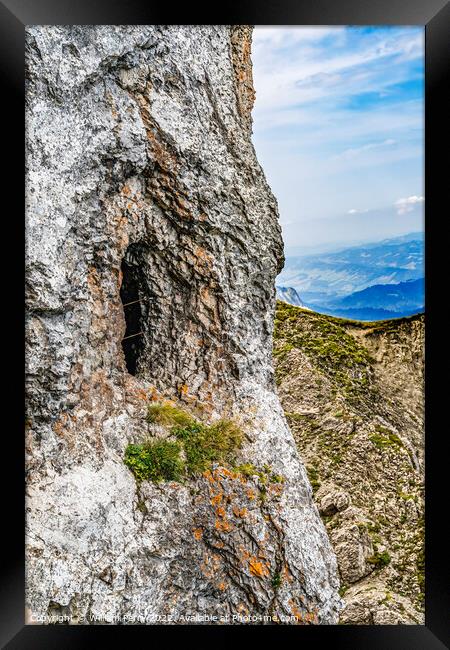 Dragon Trail Rock Cliff Mount Pilatus Lucerne Switzerland Framed Print by William Perry