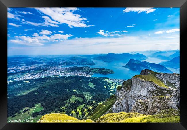 Cliff Mount Pilatus Lake Lucerne Switzerland Framed Print by William Perry