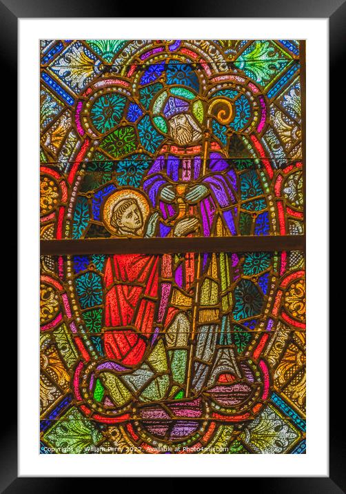 Stained Glass St Augustine Cathedral Catholic Tucson Arizona Framed Mounted Print by William Perry