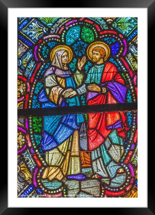 Saint Monica Stained Glass St Augustine Cathedral Tucson Arizona Framed Mounted Print by William Perry