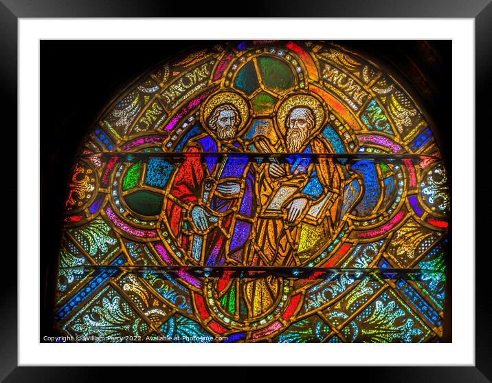Saint Ambrose Stained Glass St Augustine Cathedral Tucson Arizona Framed Mounted Print by William Perry