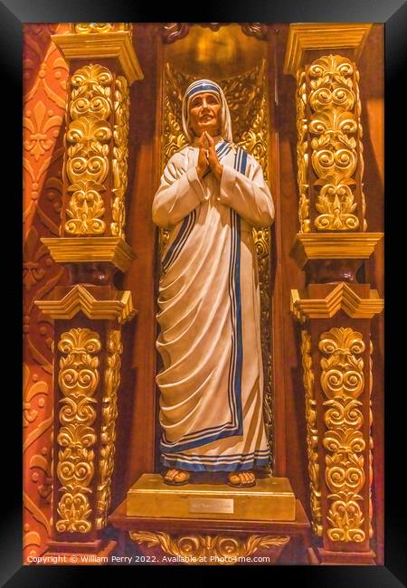 Mother Teresa Statue St. Augustine Cathedral Tucson Arizona Framed Print by William Perry