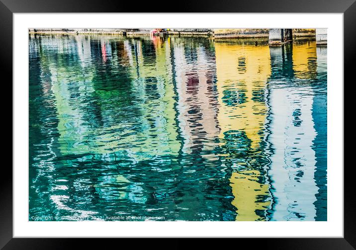 Inner Harbor Buildings Reflection Abstract Lucerne Switzerland Framed Mounted Print by William Perry
