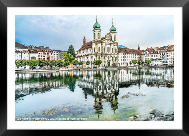 Jesuit Church Inner Harbor Reflection Lucerne Switzerland Framed Mounted Print by William Perry