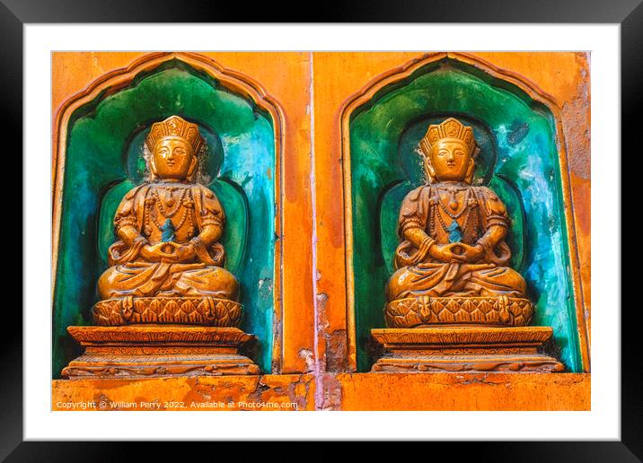 Buddha Statues Summer Palace Beijing China Framed Mounted Print by William Perry