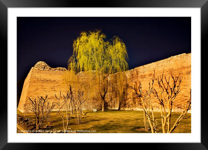 City Wall Park with Willow Tree Beijing China  Framed Mounted Print by William Perry