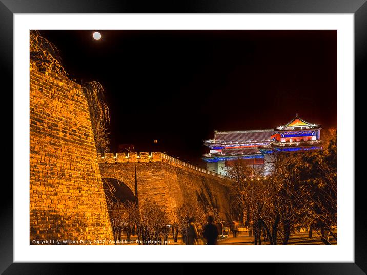 Walking Ming City Wall Park Beijing China Framed Mounted Print by William Perry