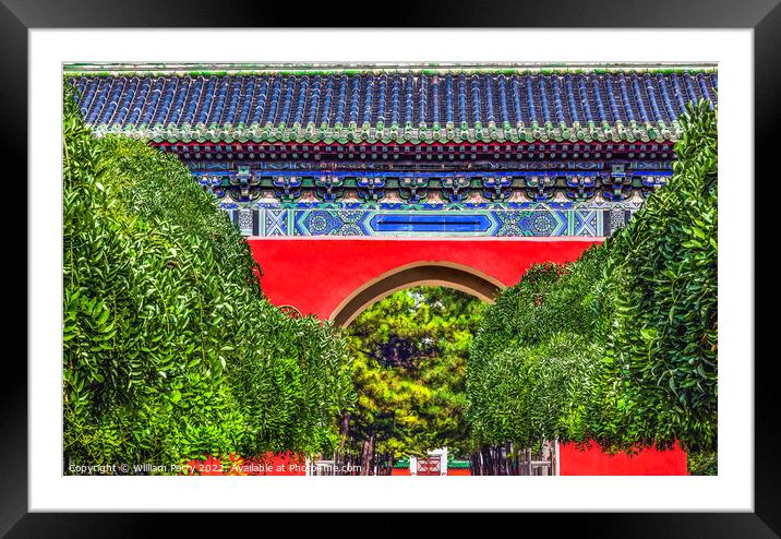 Red Gate Temple of Sun City Park Beijing China Framed Mounted Print by William Perry