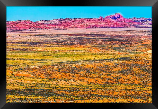 Colorful Painted Desert Fiery Furnace Arches National Park Moab Utah Framed Print by William Perry