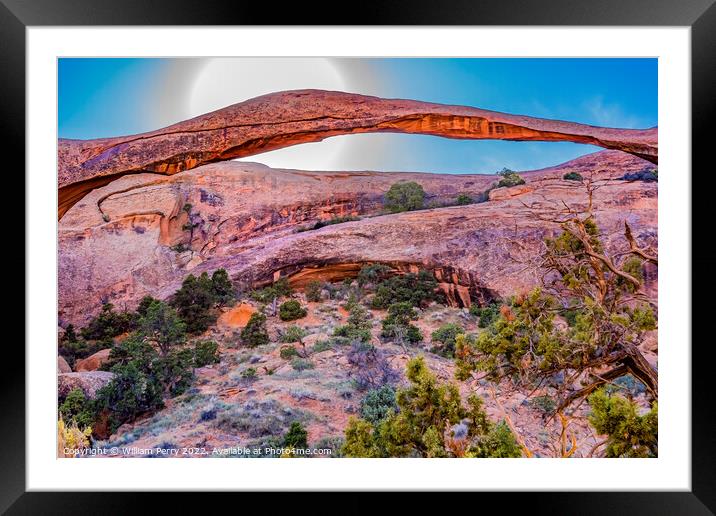Landscape Arch Sun Devils Garden Arches National Park Moab Utah  Framed Mounted Print by William Perry