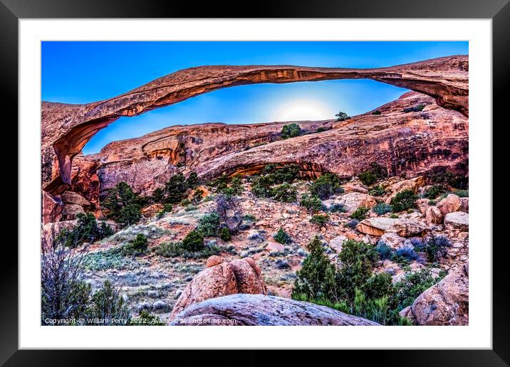 Landscape Arch Sunset Devils Garden Arches National Park Moab Ut Framed Mounted Print by William Perry