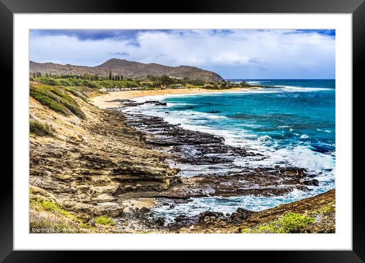 Colorful Sandy Beach Honolulu Oahu Hawaii Framed Mounted Print by William Perry