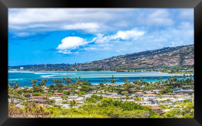 Colorful Homes Ocean Hawaii Kai Honolulu Oahu Hawaii Framed Print by William Perry