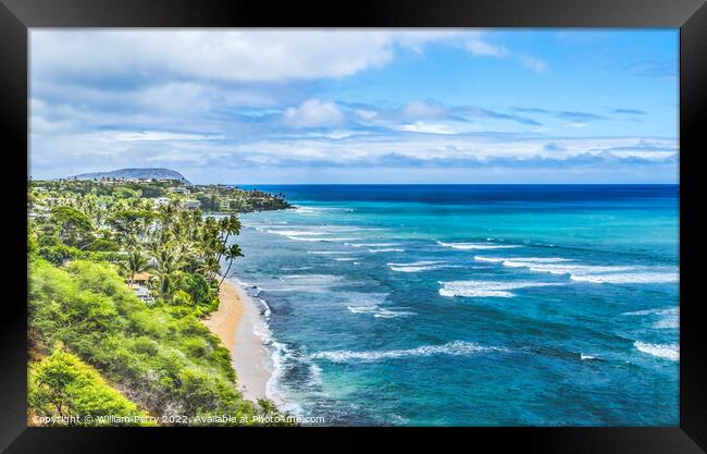 Colorful Homes Ocean Hawaii Kai Honolulu Oahu Hawaii Framed Print by William Perry