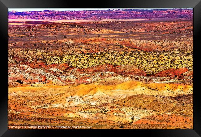 Painted Desert Red Fiery Furnace Arches National Park Moab Utah  Framed Print by William Perry