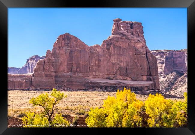 Autumn Tower Babel Rock Formation Arches National Park Moab Utah Framed Print by William Perry