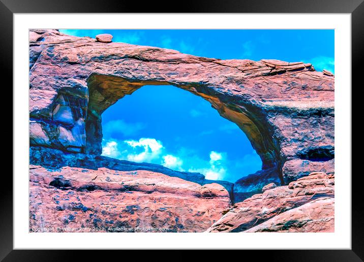 Skyline Arch Rock Canyon Arches National Park Moab Utah  Framed Mounted Print by William Perry
