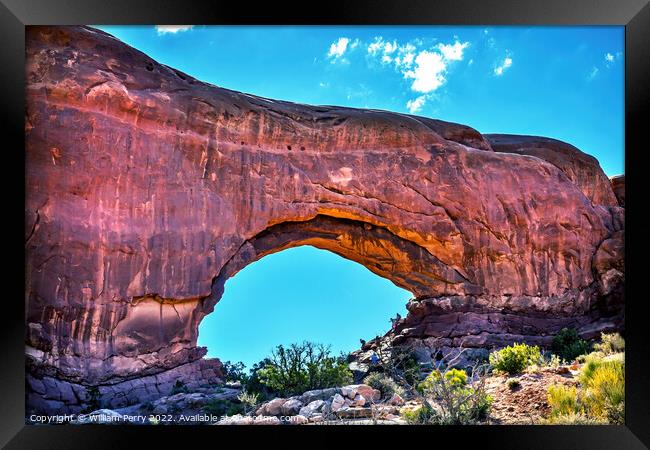 North Window Arch Windows Section Arches National Park Moab Utah Framed Print by William Perry