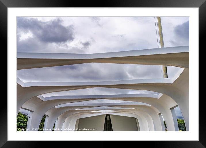 Inside USS Arizona Memorial Pearl Harbor Honolulu Hawaii Framed Mounted Print by William Perry