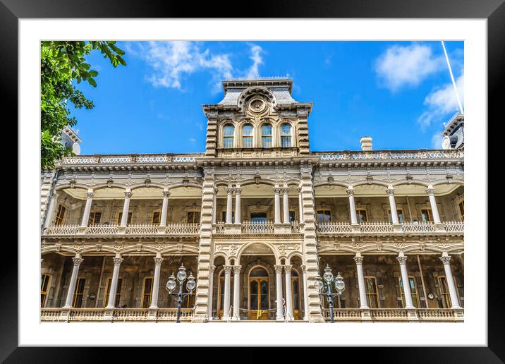 Iolani Palace Building Royal Residence Honolulu Oahu Hawaii Framed Mounted Print by William Perry